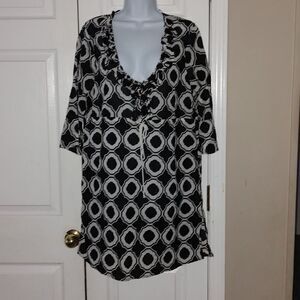 Mud Pie  black white CoverUp Dress 3/4 sleeve    Sz L